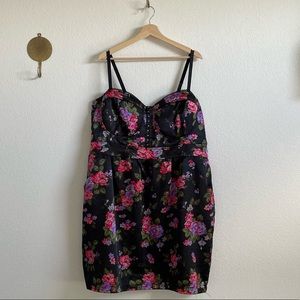 Torrid Floral Satin Corset-trim Dress - Size 26